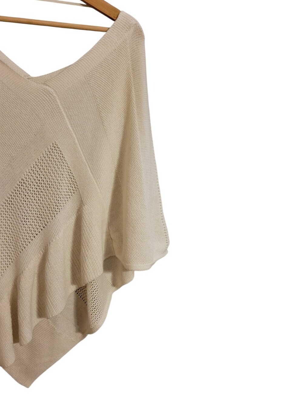 Anthropologie White Knit Poncho Top - Picture 3 of 9